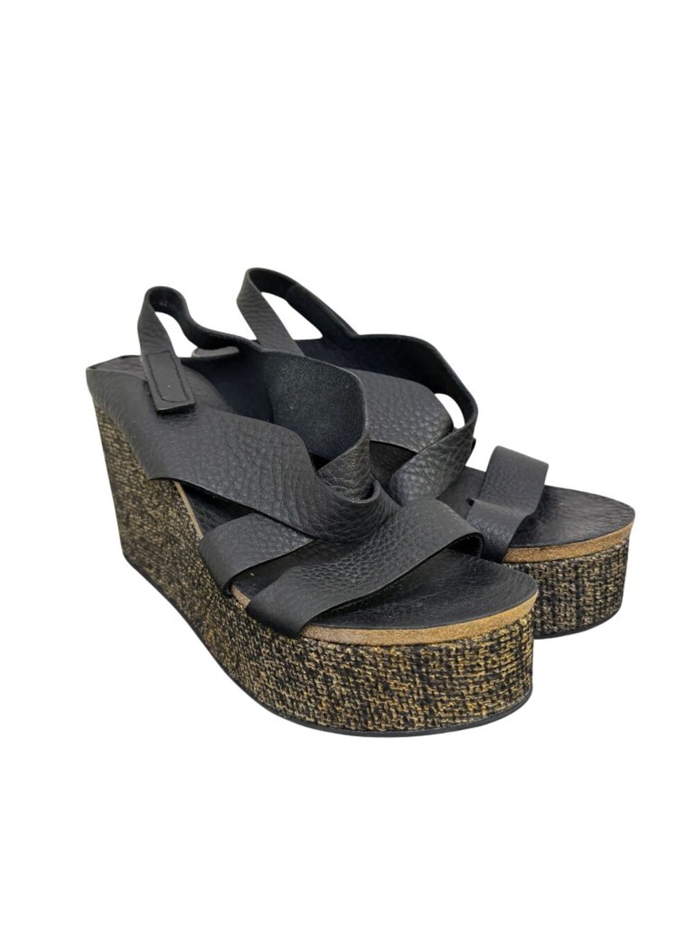 Pedro Garcia Black Wedge Sandals Size 9